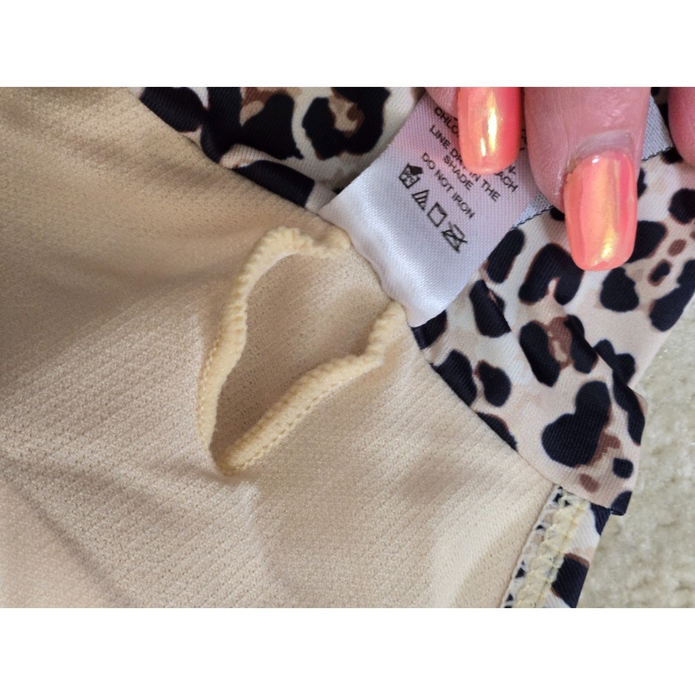 Tahari‎ Leopard Print Cutout Keyhole One Piece Swimsuit Women' XL Brown/Blk NWT - Picture 8 of 12